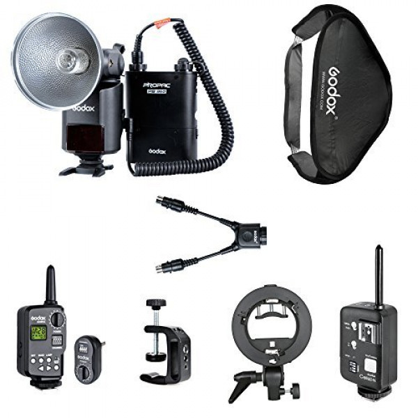Godox WITSTRO ad-360 Flash PB960 Akku Power Kit + ft-16 Trigger + Zellen ii-nikon iTTL + Bowen Mount S-Typ-Halterung + 60 * 60 cm Softbox + db-02 Y Kabel + Q-Type Clip-39